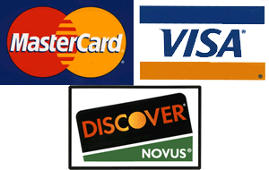 We accept Credit or Debit Mastercard, Visa, or Discover